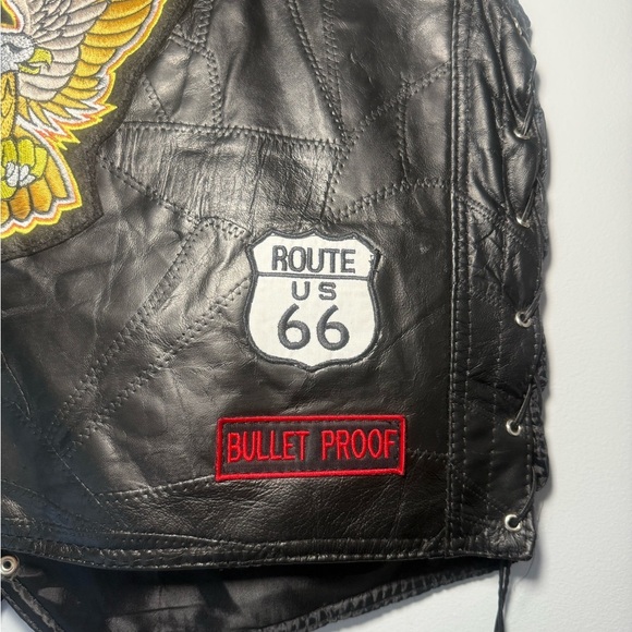 Black and Yellow Motorcycle Vest with Eagle Emblem - Picture 10 of 11